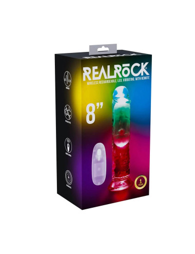 LED Vibrating Straight Cock - 20 cm - Transparent