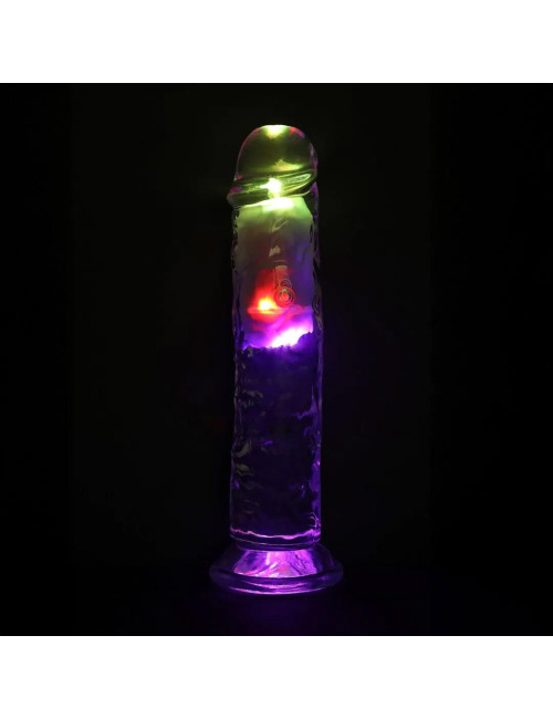 LED Wibrator Realistyczny 22 cm - Przezroczysty, z silną wibracją, przyssawka, bezpieczny dla ciała