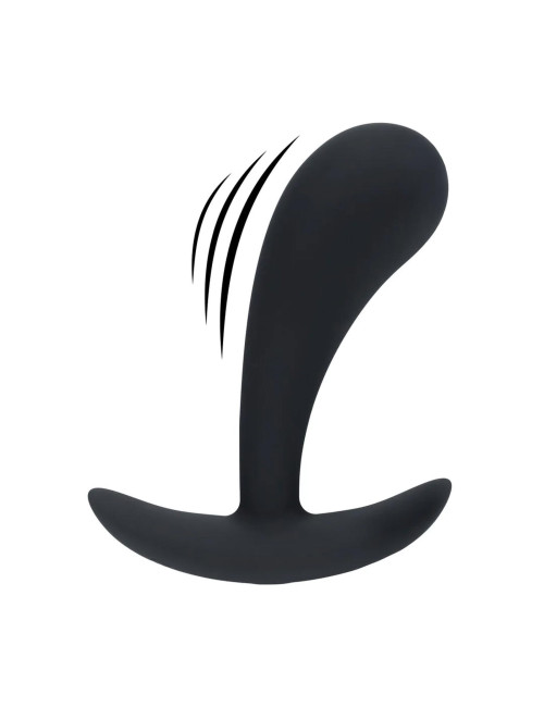 Vibrating Silicone Prostate Stimulator Anal Plug - M - Black