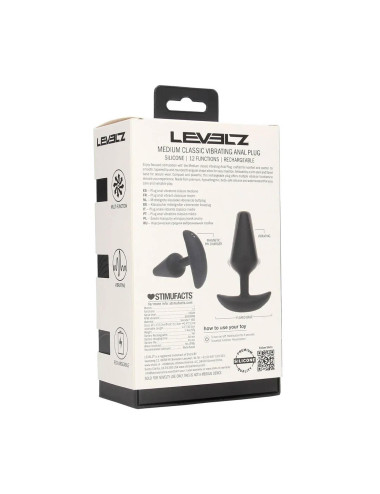 Classic Vibrating Silicone Anal Plug - M - Black