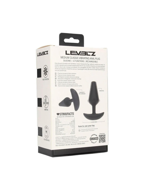 Levelz - Wibrujący plug analny silikonowy M Czarny