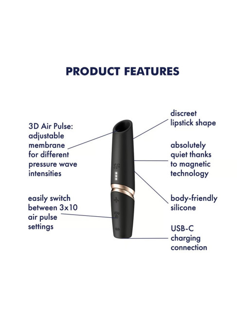 Satisfyer Perfect Kiss - Wibrator do łechtaczki w kształcie szminki