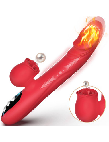 Silicone Vibrator 7 Powerful Modes - 
Licking, 7 Thrusting
Heating, Red