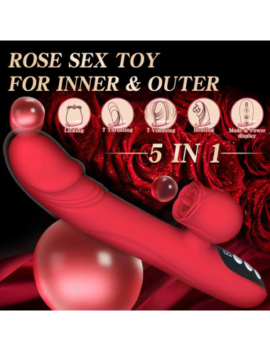 Silicone Vibrator 7 Powerful Modes - 
Licking, 7 Thrusting
Heating, Red
