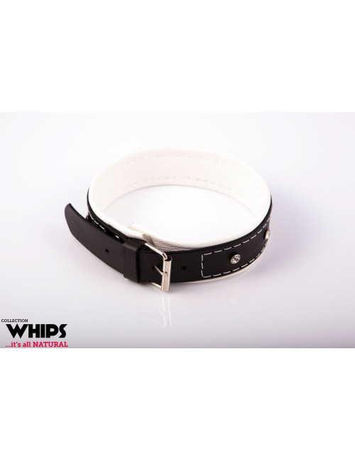 Wiązania Obroża damska 4 cm, biała – Kagańce BDSM, naturalna skóra WHIPS