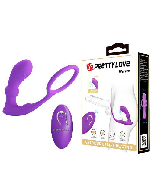 Pierścień erekcyjny z pilotem Pretty Love Warren Purple