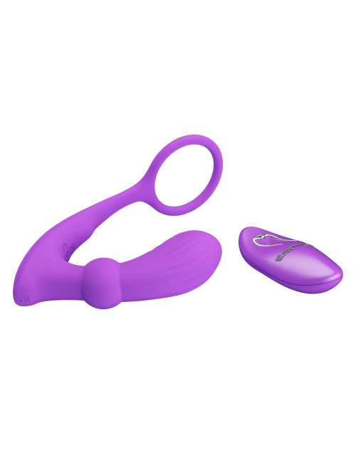 Pierścień erekcyjny z pilotem Pretty Love Warren Purple