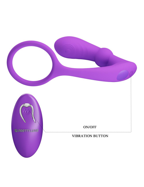 Pierścień erekcyjny z pilotem Pretty Love Warren Purple