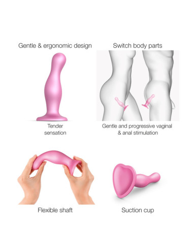 DILDO PLUG CURVY METALLIC SUGAR PINK- S