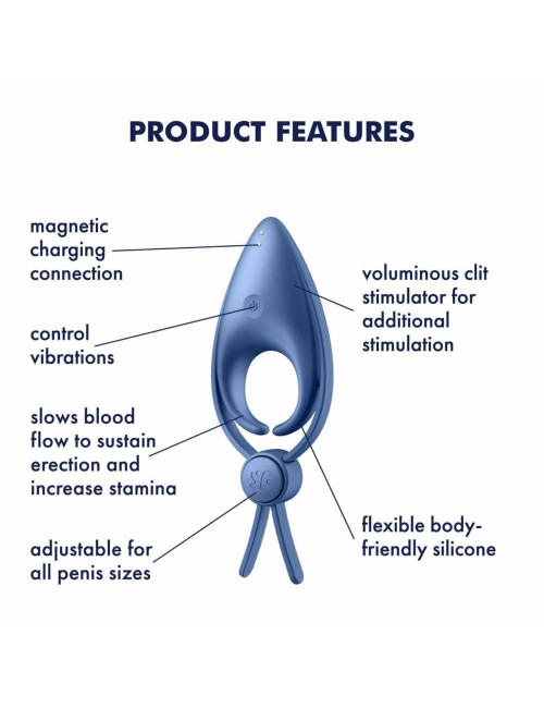 Satisfyer Sniper Blue - Stymulujący pierścień na penisa