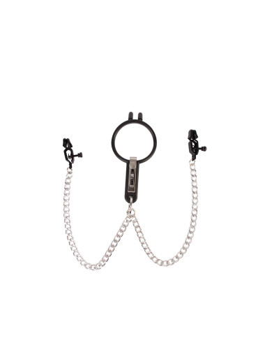 Humiliate Mouth Spreader with Nipple Clamps