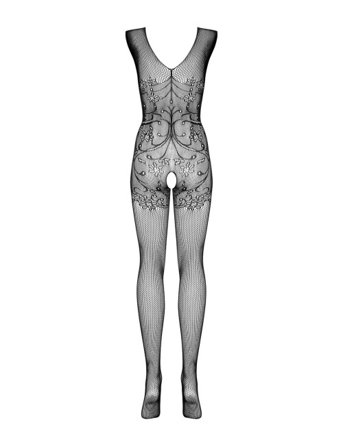 Obsessive F234 - Prześwitujące bodystocking z otwartym krokiem