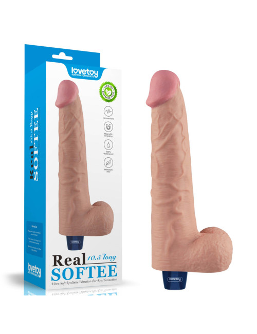 Dildo realistyczne 10,5 cala Real Softee – TPE, USB, 10 trybów, wodoodporny