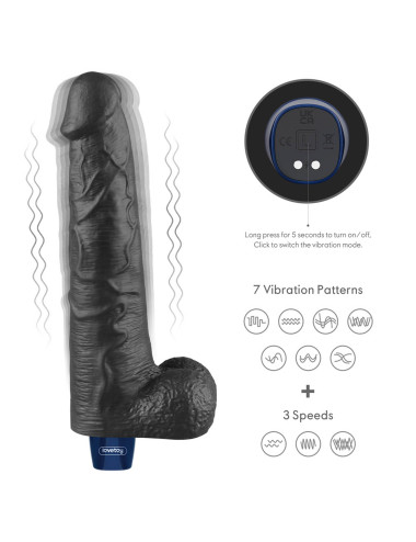 10.5" REAL SOFTEE Rechargeable TPE Vibrating Dildo(Black)