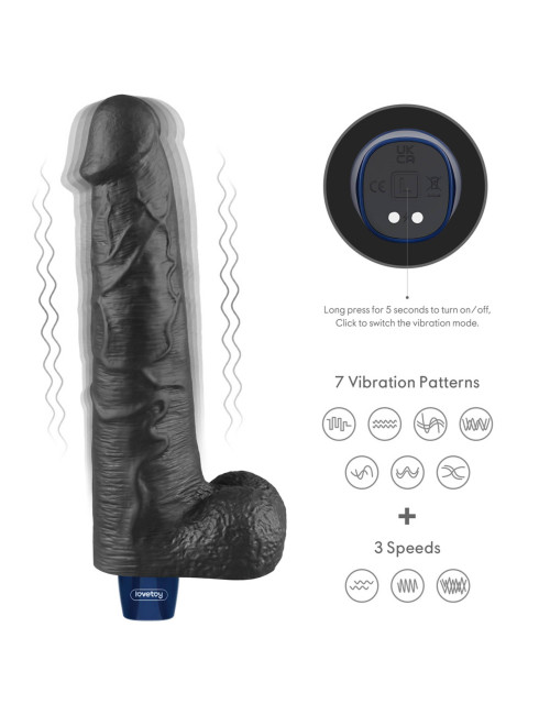 Dildo realistyczne 27 cm, 5 cm – 10.5 REAL SOFTEE, ładowany TPE, czarny – zabawki