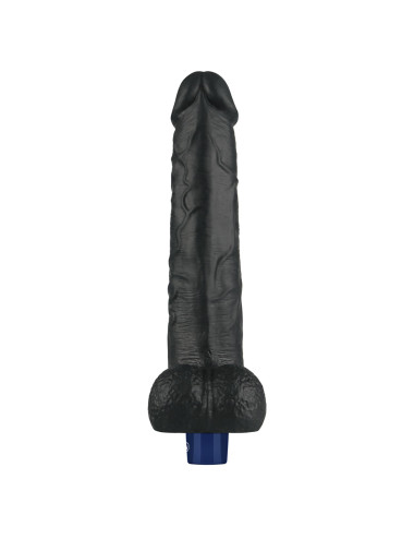 10.5" REAL SOFTEE Rechargeable TPE Vibrating Dildo(Black)