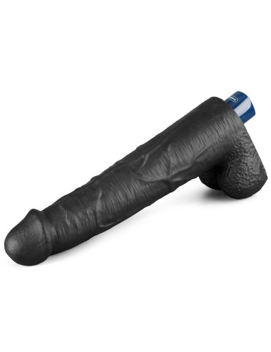 10.5" REAL SOFTEE Rechargeable TPE Vibrating Dildo(Black)