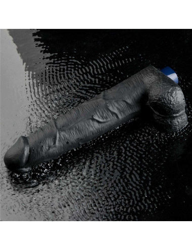 10.5" REAL SOFTEE Rechargeable TPE Vibrating Dildo(Black)
