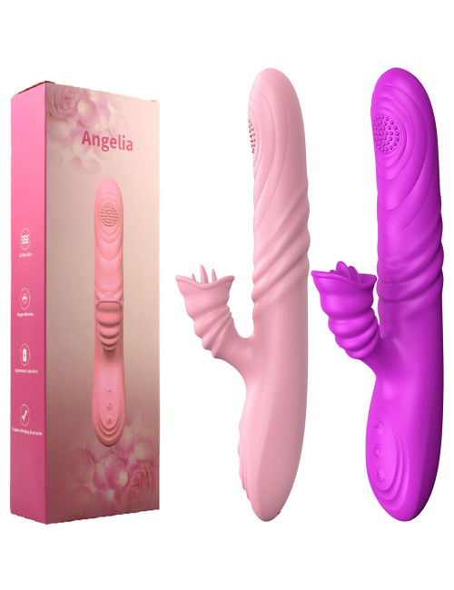 Wibrator Angelia USB – 3 ruchy posuwisto-zwrotne, 20 funkcji wibracji, stymulator łechtaczki, silikon medyczny, zabawki