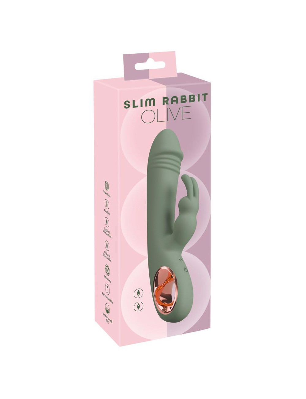 You2Toys Slim Rabbit Olive - Podwójny wibrator króliczek