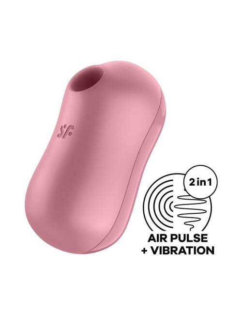 Stymulator Cotton Candy (Light Red) - Wibrator łechtaczkowy z falą powietrzną, wodoodporny i dyskretny, 11 fal, 12 wibracji