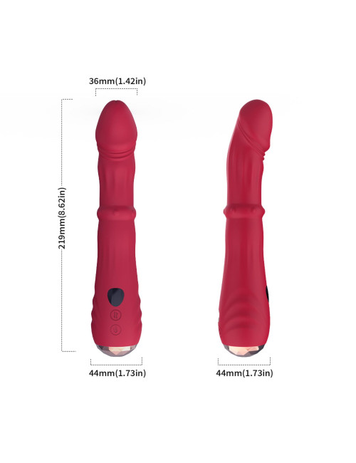 Jackal Red 9 – Wibrator punktu G, 9 trybów, USB-C, wodoodporny, cicha praca, zabawki erotyczne