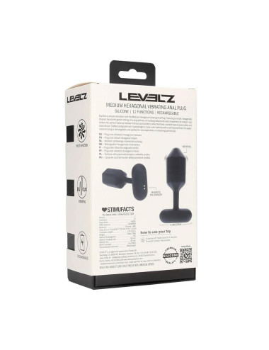 Hexagonal Vibrating Silicone Anal Plug - M - Black