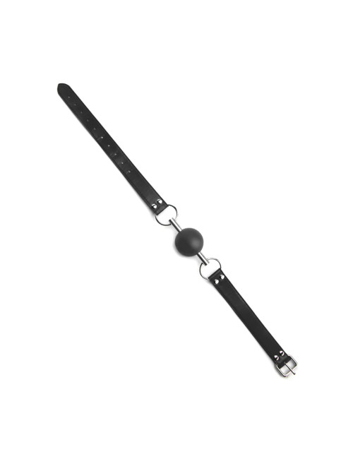 Solid Ball Gag – Knebel BDSM ze skórzanym paskiem, regulowany, uniwersalny rozmiar