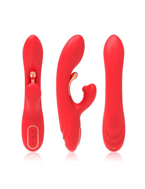Nirvana Red Wibrator Króliczek 3-punktowy, USB-C, 9 trybów, wodoodporny, silikon medyczny