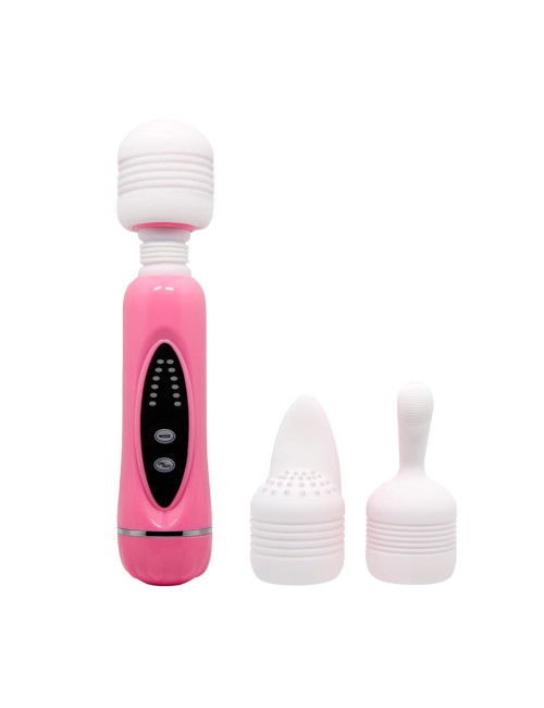 BAILE Magical Massager - Masażer Wibracyjny Różdżka 12 Funkcji, 1+3 Kombinacja, Silikonowe Nakładki - Zabawki/Wibratory/Masażery