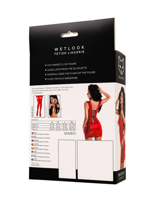 Glossy Bessie Sukienka Wetlook Czerwona - Rozmiar M