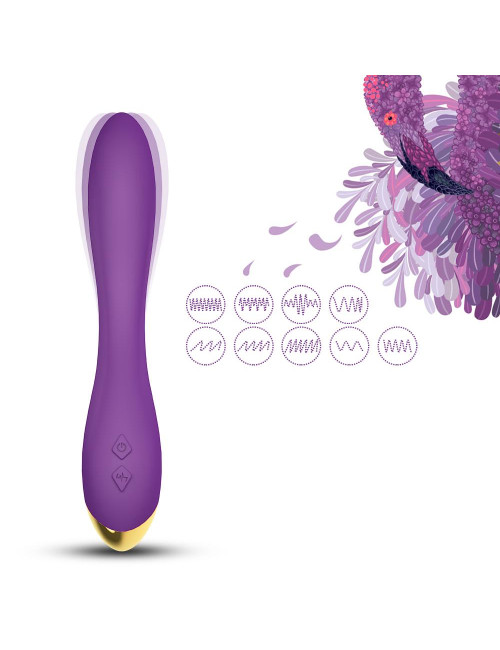 Flamingo Purple - Wibrator Punktu G z silikonem, 9 trybów, wodoodporny, cichy, USB