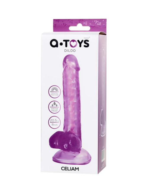 A-Toys Celiam – Elastyczne dildo żelowe z przyssawką, fioletowe, 20,5 cm