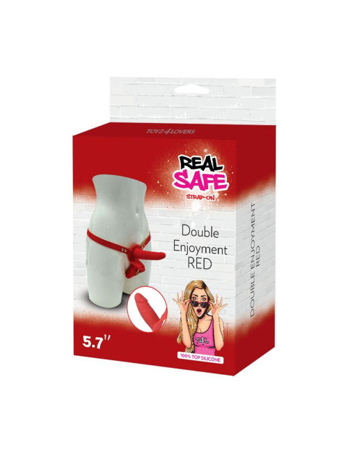 Real Safe Proteza Dildo Double Enjoyment Red