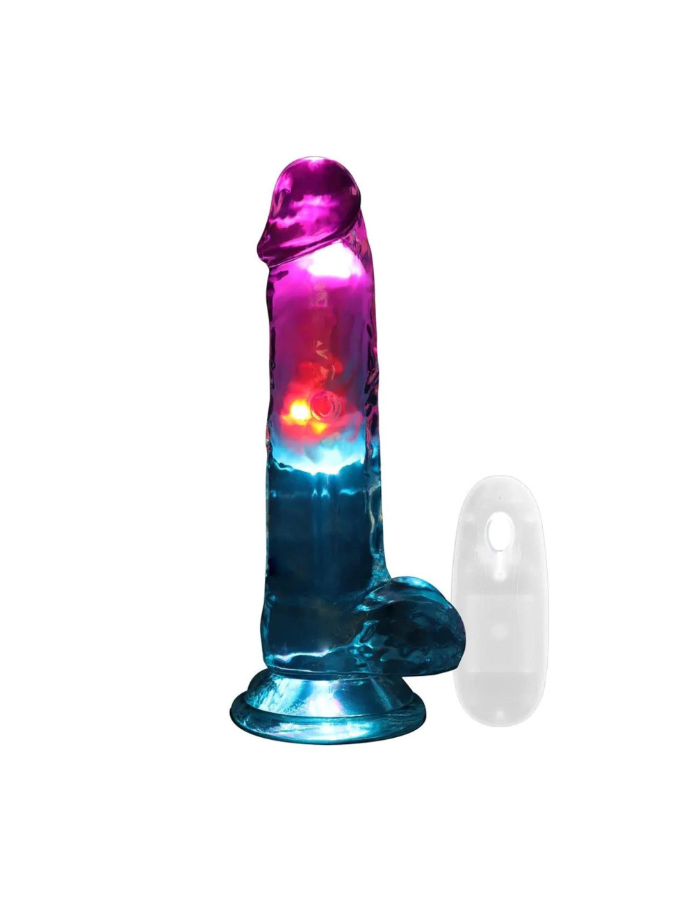 LED Wibrator Realistyczny Dildo 18 cm z przyssawką - przezroczysty