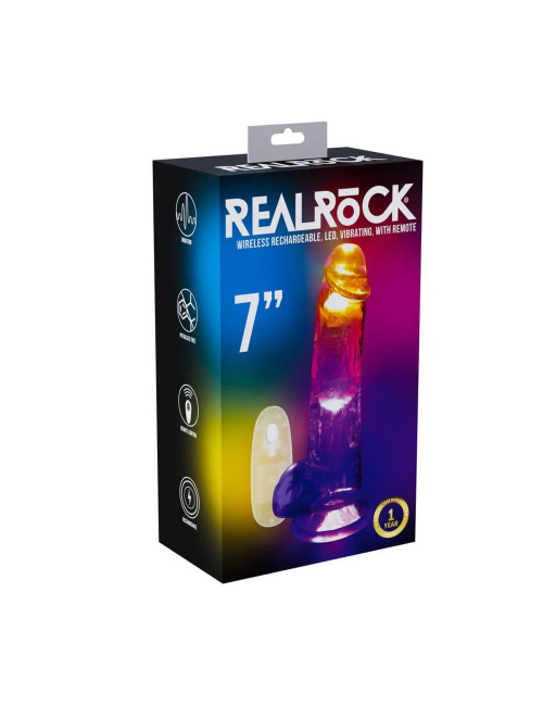 LED Wibrator Realistyczny Dildo 18 cm z przyssawką - przezroczysty