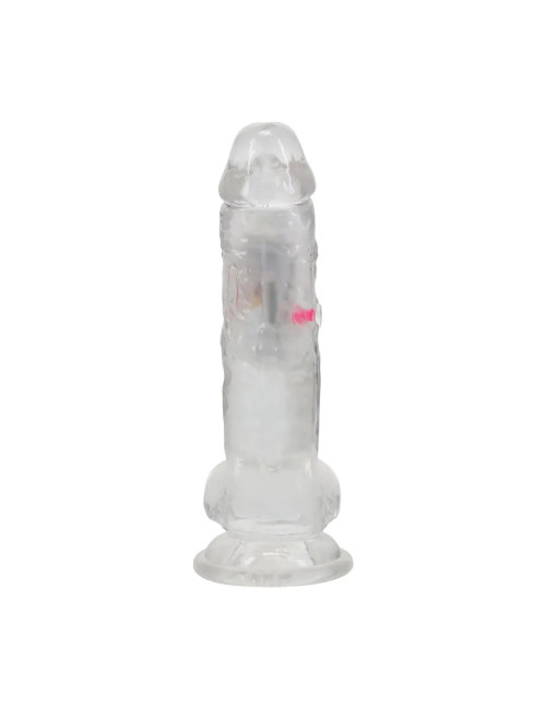 LED Wibrator Realistyczny Dildo 18 cm z przyssawką - przezroczysty