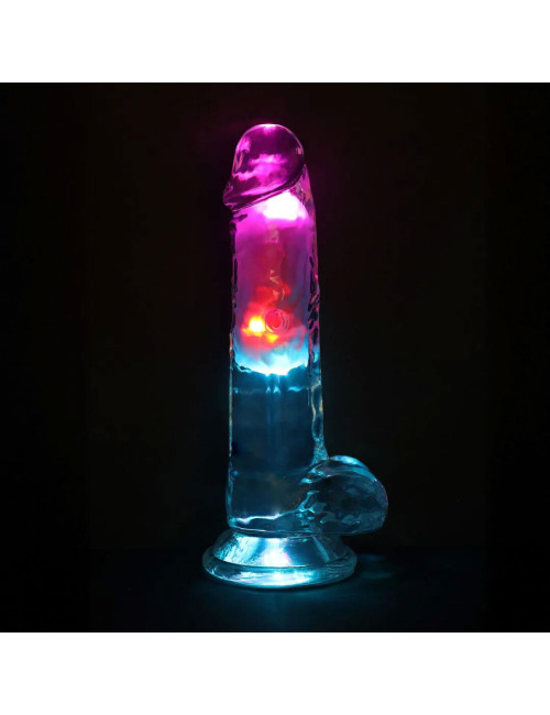 LED Wibrator Realistyczny Dildo 18 cm z przyssawką - przezroczysty