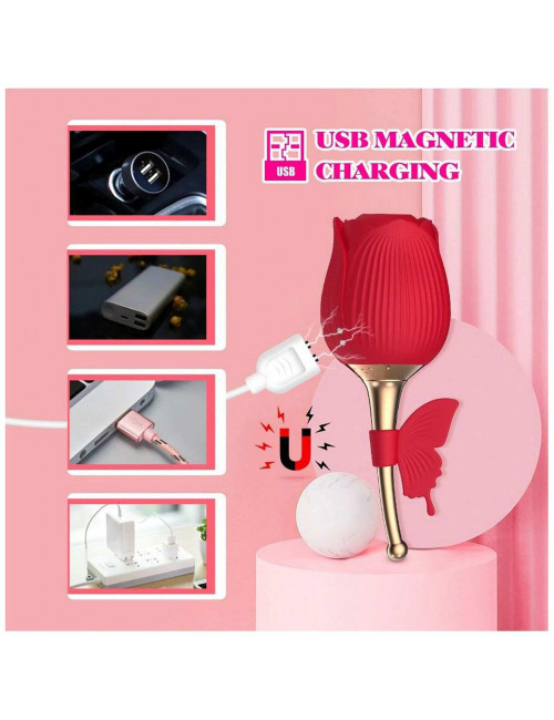 Flirting Partner USB – bezdotykowy wibrator silikonowy z 10 funkcji (stymulator powietrzny i wibracje)
