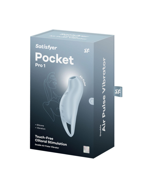 Pocket Pro 1 blue - Wibrator z falami ciśnienia i wibracjami, IPX7, silikon, stymulator łechtaczki