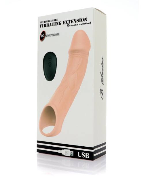 Przedłużka Wibrująca USB z Pilotem - 10 Funkcji, Zabawki Eroticzne, Realistyczny Kształt