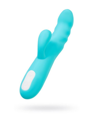 JOS MERRY-SWI Króliczek Wibrator Obrotowy 360° z Łechtaczką – Silikon Niebieski 20.7 cm