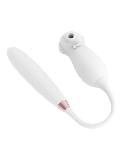 Stymulator Elva Dual White - bezdotykowy stymulator powietrzny i wibrator z silikonu medycznego