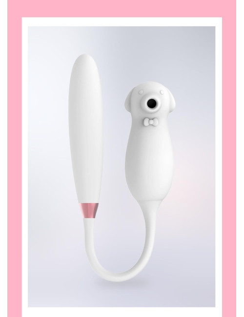 Stymulator Elva Dual White - bezdotykowy stymulator powietrzny i wibrator z silikonu medycznego