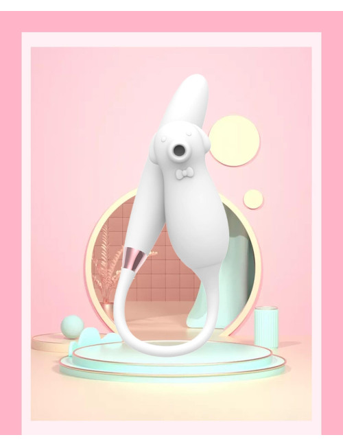 Stymulator Elva Dual White - bezdotykowy stymulator powietrzny i wibrator z silikonu medycznego