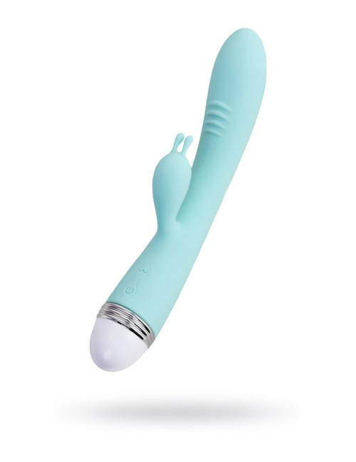 Flovetta Iris by Toyfa - Wibrator z króliczkiem, silikonowy mint, 22 cm - stymulator łechtaczki, G-spot