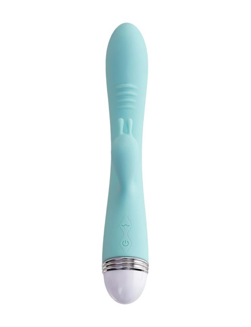 Flovetta Iris by Toyfa - Wibrator z króliczkiem, silikonowy mint, 22 cm - stymulator łechtaczki, G-spot
