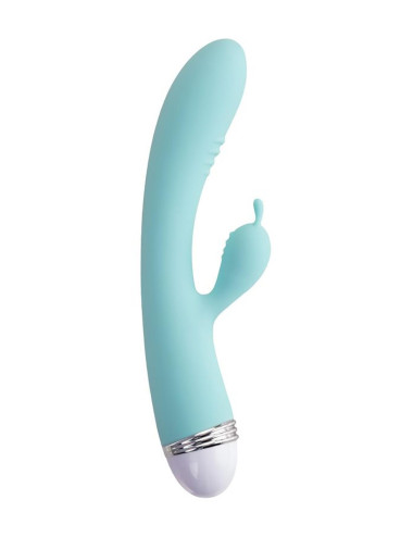 Vibrator with clitoral stimulator Flovetta by Toyfa Iris, silicone, mint, 22 cm