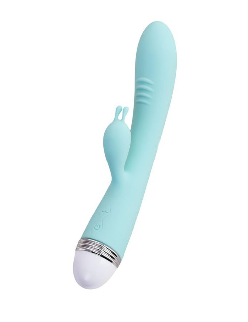 Flovetta Iris by Toyfa - Wibrator z króliczkiem, silikonowy mint, 22 cm - stymulator łechtaczki, G-spot