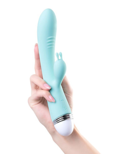 Vibrator with clitoral stimulator Flovetta by Toyfa Iris, silicone, mint, 22 cm